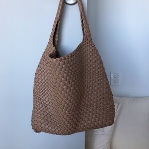 NWOT Faux Leather woven handbag